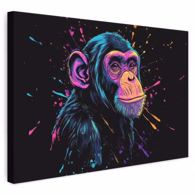 Aap - Verf - Neon - Kleur canvas 2cm klein -3d