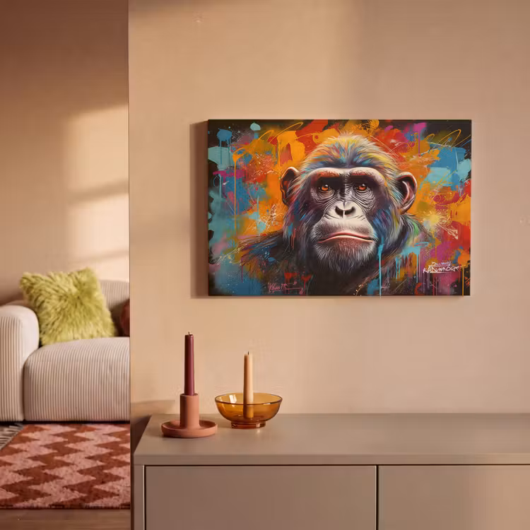 Aap - Gorilla - Graffiti - Dieren - Kleuren canvas 2cm klein -sfeer1