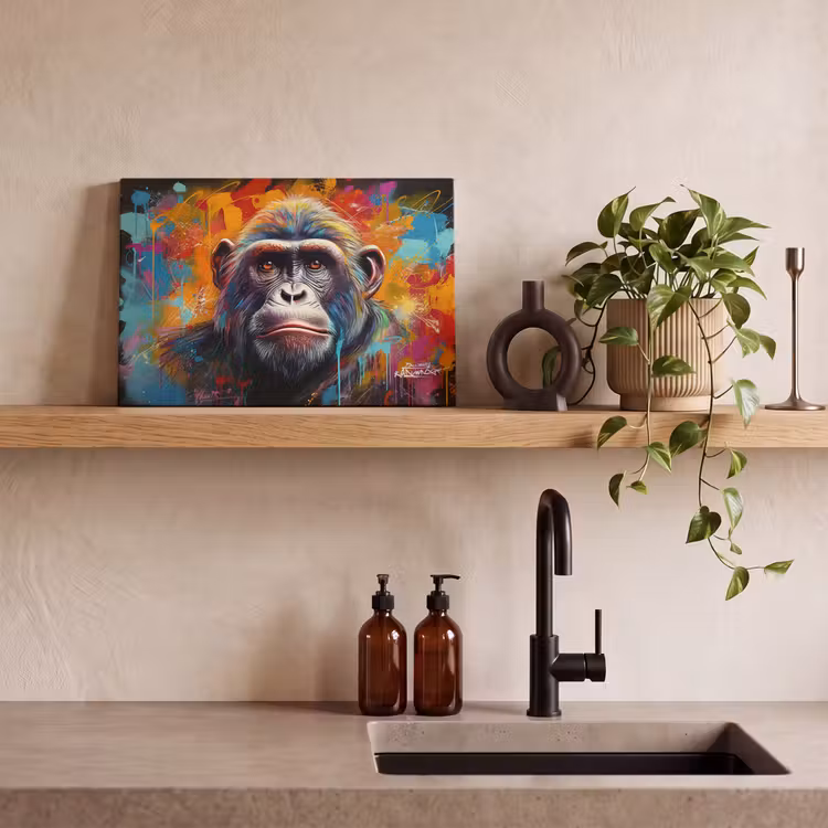 Aap - Gorilla - Graffiti - Dieren - Kleuren canvas 2cm klein -closeup_print_DE