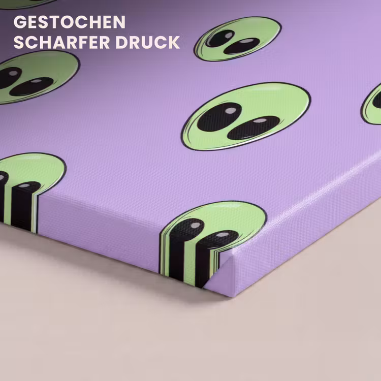 Alien - Retro - Lila canvas 2cm klein 34 -closeup_print_DE