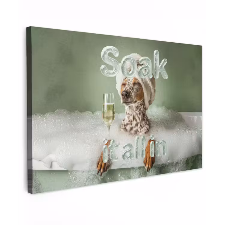 Soak it all in - Hond - Bad canvas 2cm klein -z3d
