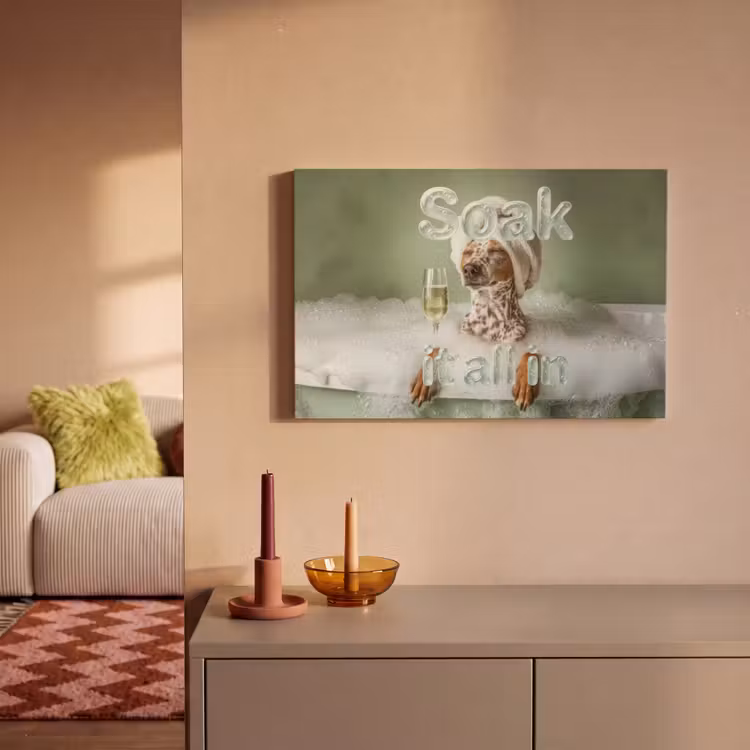 Soak it all in - Hond - Bad canvas 2cm klein -sfeer1