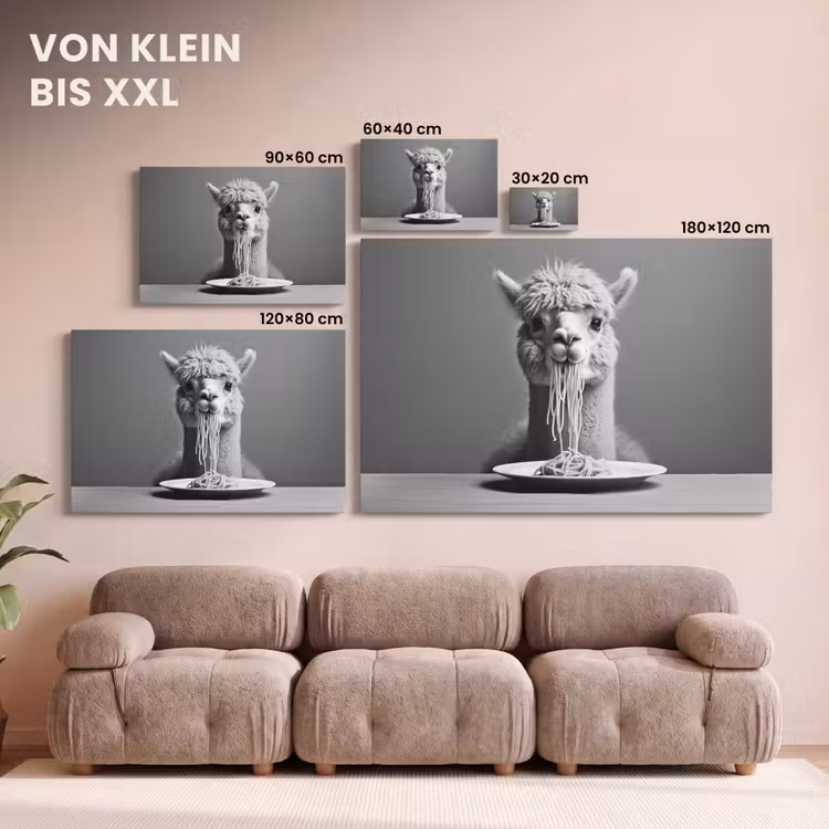 Alpaca - Pasta - Zwart - Wit - Grappig - Dieren canvas 2cm klein -Xsfeer8_DE