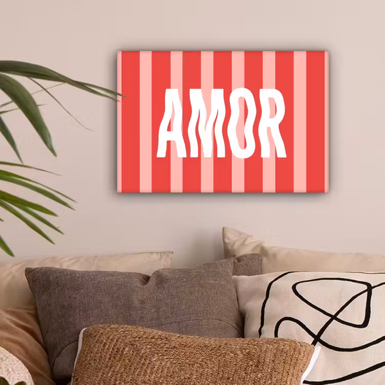 Amor - Strepen - Rood - Roze canvas 2cm klein -sfeer1