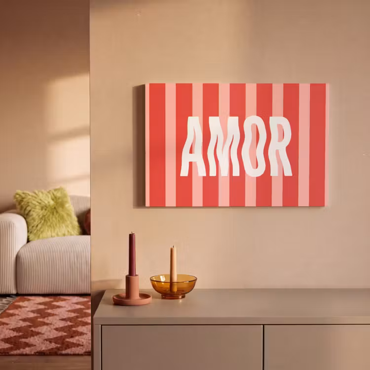 Amor - Strepen - Rood - Roze canvas 2cm klein -sfeer1