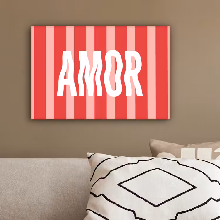 Amor - Strepen - Rood - Roze canvas 2cm klein -sfeer6