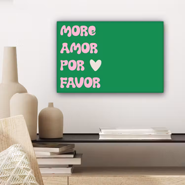 Amor - Valentijn - Groen - Tekst canvas 2cm klein -sfeer6