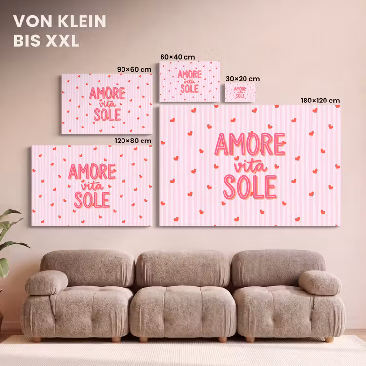 Amore vita sole - Roze - Hartjes canvas 2cm klein -Xsfeer8_DE