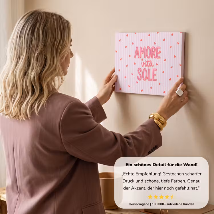 Amore vita sole - Roze - Hartjes canvas 2cm klein -Xsfeer7_DE