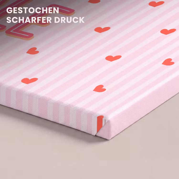 Amore vita sole - Roze - Hartjes canvas 2cm klein -closeup_print_DE