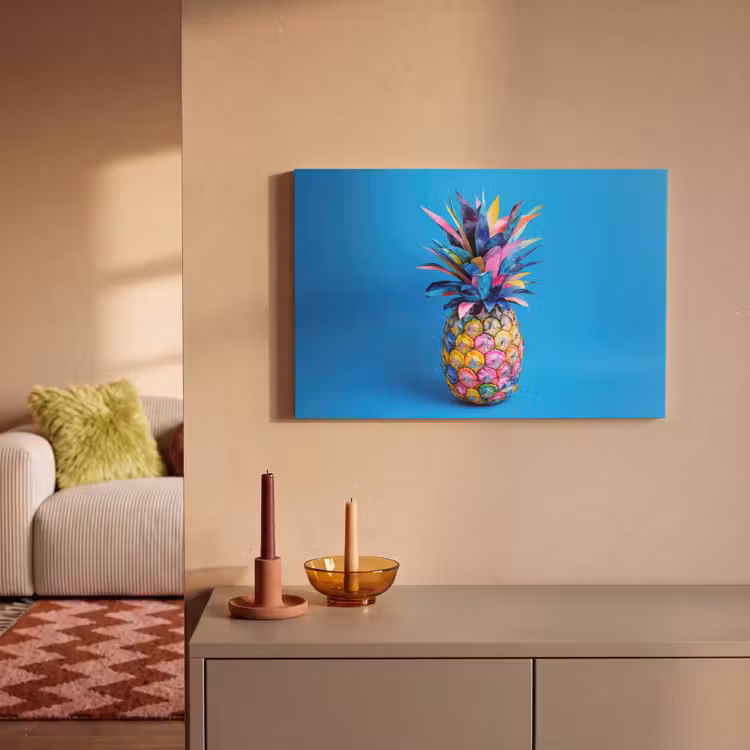 Ananas - Blauw - Tropisch - Vrolijk canvas 2cm klein -sfeer1