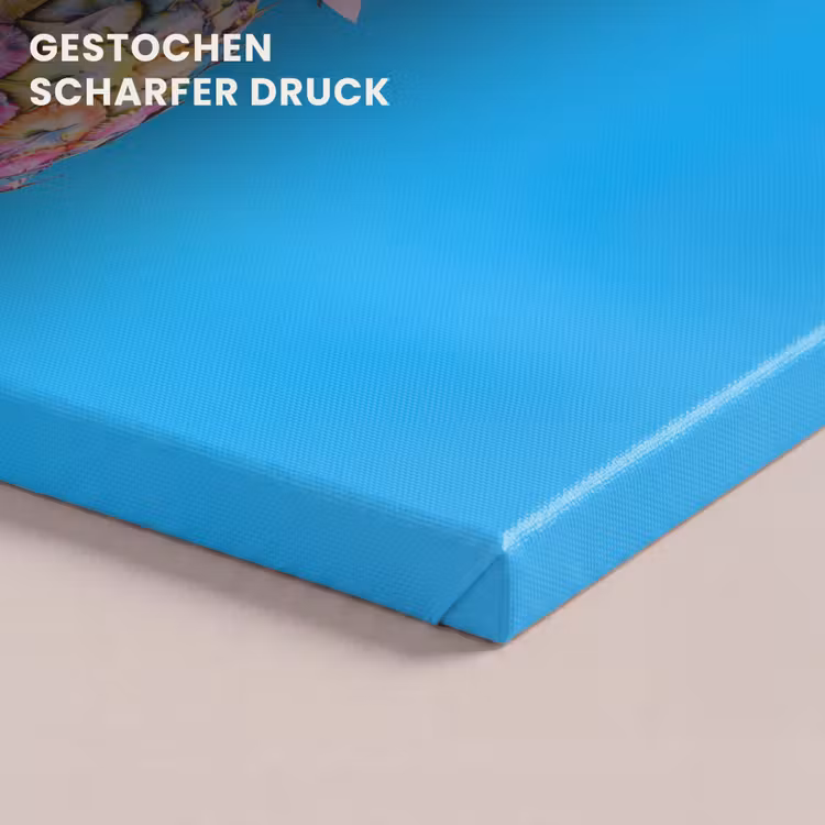 Ananas - Blauw - Tropisch - Vrolijk canvas 2cm klein -closeup_print_DE