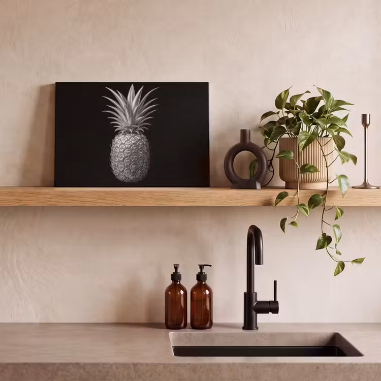 Ananas - Gedetailleerd - Bladeren canvas 2cm klein -sfeer6