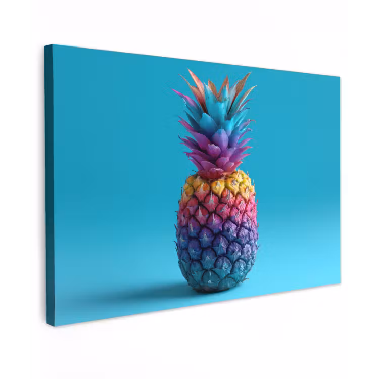 Ananas - Regenboog - Blauw - Popart canvas 2cm klein -z3d
