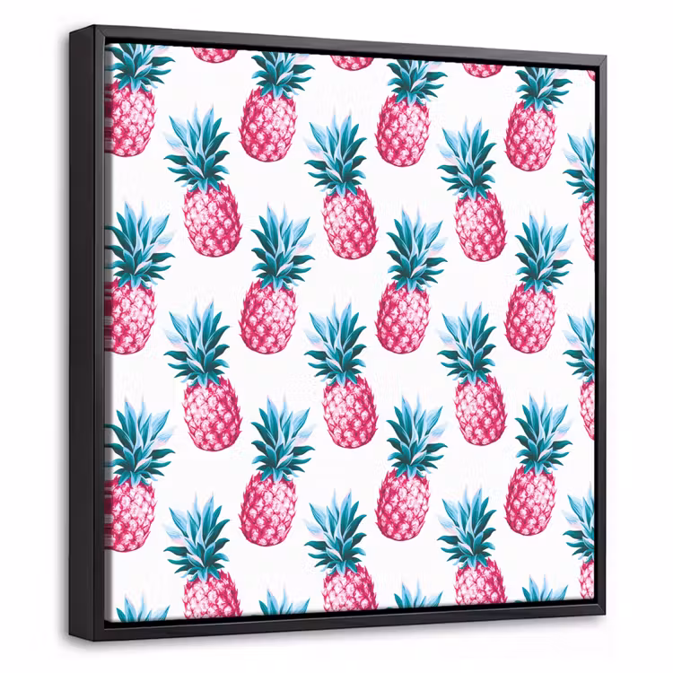 Ananas - Roze - Wit Canvas met baklijst klein 1124 -threedimensional_3d_global
