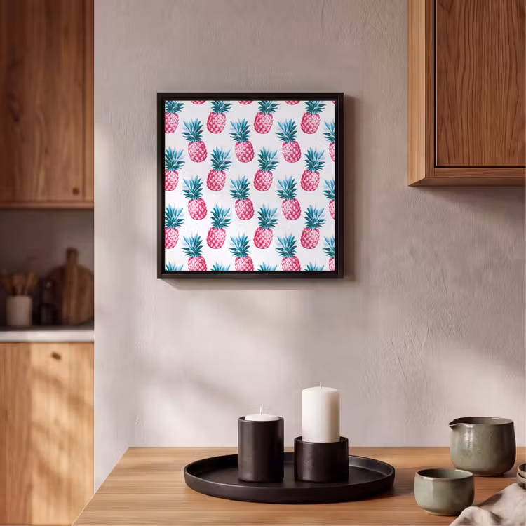 Ananas - Roze - Wit Canvas met baklijst klein 1124 -atmosphere_sfeer2_global