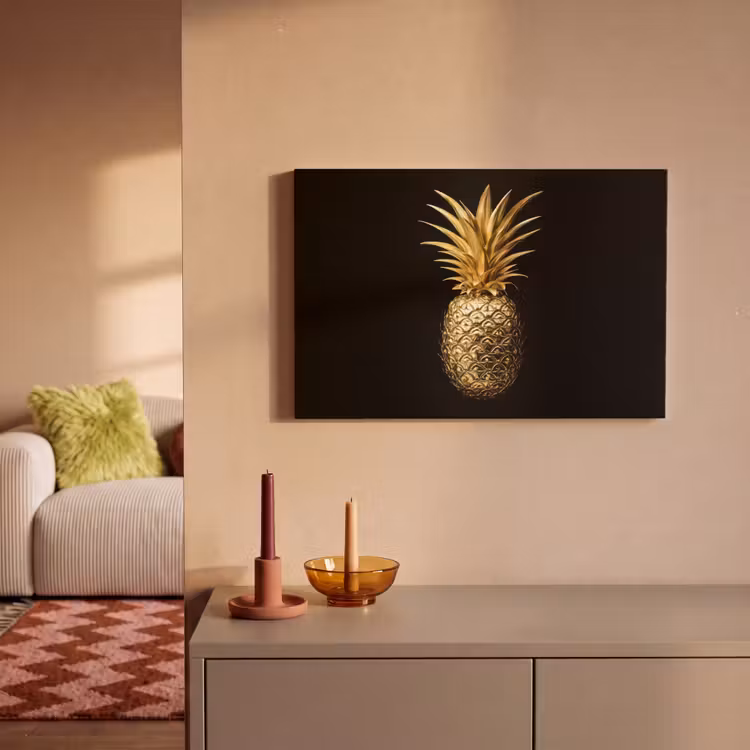 Ananas - Zwart - Goud - Luxe canvas 2cm klein -sfeer1