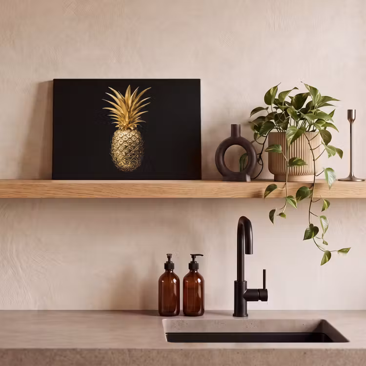 Ananas - Zwart - Goud - Luxe canvas 2cm klein -closeup_print_DE