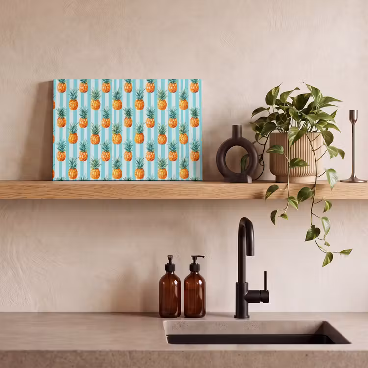 Ananas - Strepen - Groen canvas 2cm klein 34 -sfeer3