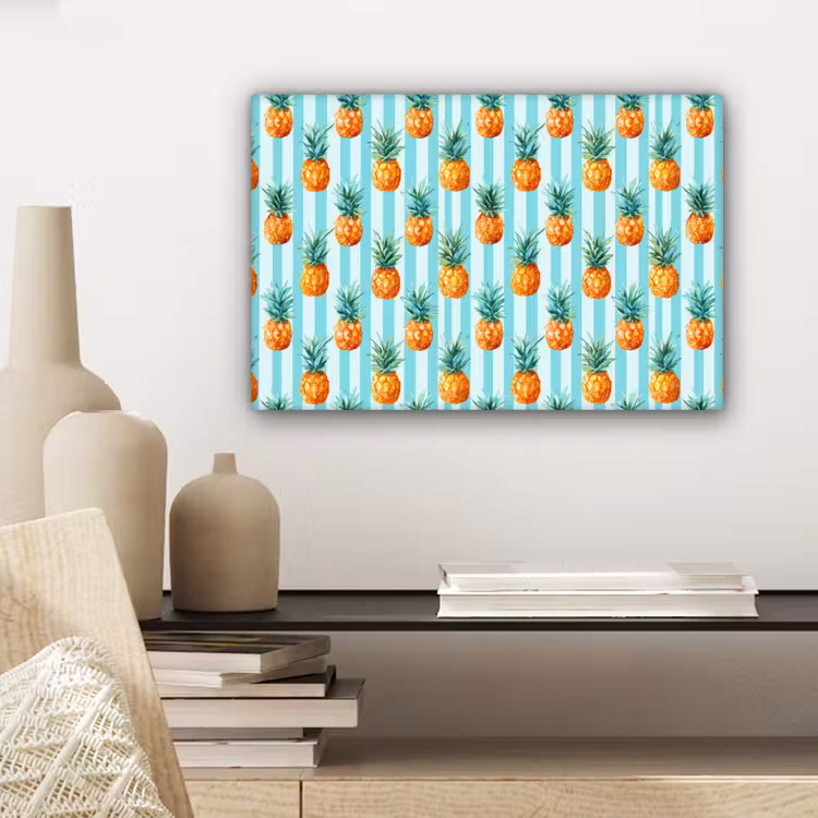 Ananas - Strepen - Groen canvas 2cm klein 34 -sfeer6