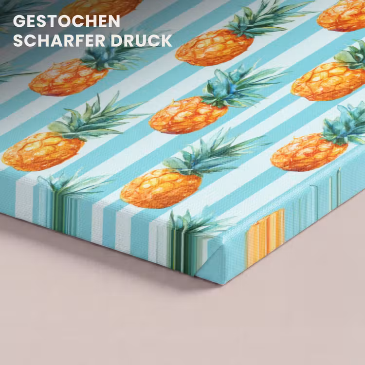 Ananas - Strepen - Groen canvas 2cm klein 34 -closeup_print_DE