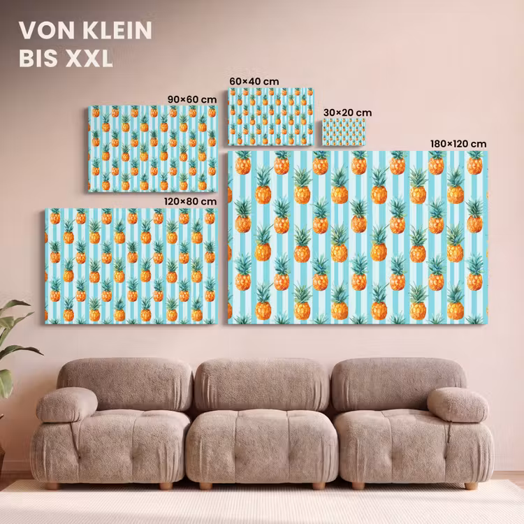 Ananas - Strepen - Groen canvas 2cm klein 34 -Xsfeer8_DE