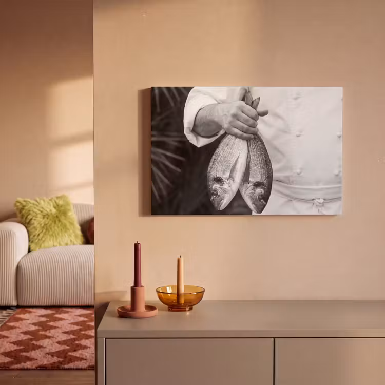Vissen - Chef - Zwart - Wit canvas 2cm klein -sfeer1