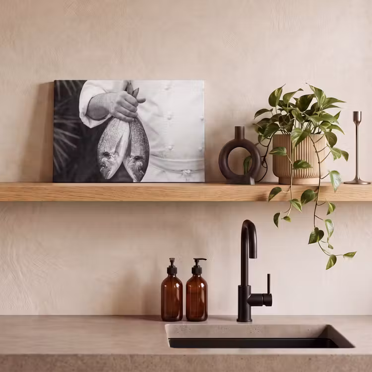 Vissen - Chef - Zwart - Wit canvas 2cm klein -closeup_print_DE