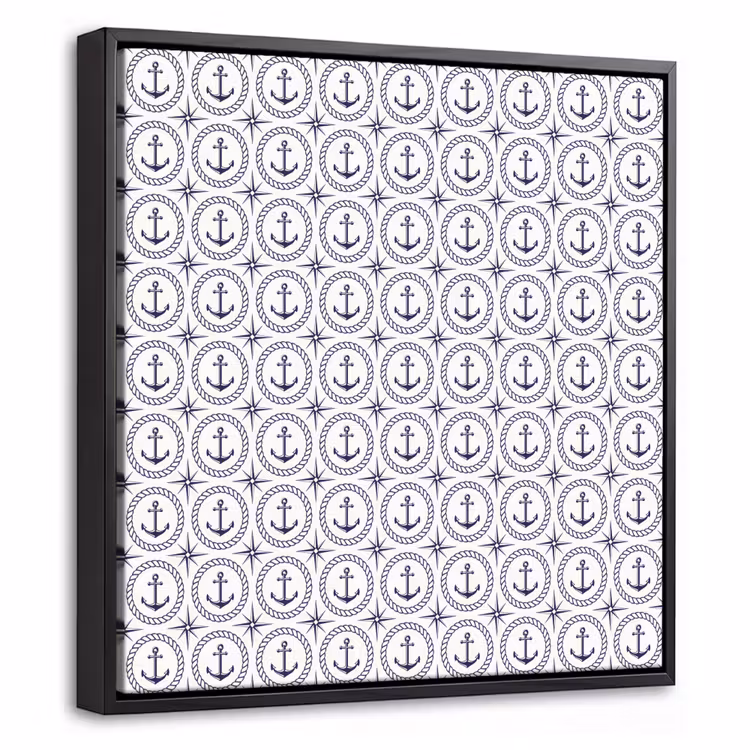 Anker - Haven - Blauw - Wit Canvas met baklijst klein 1124 -threedimensional_3d_global