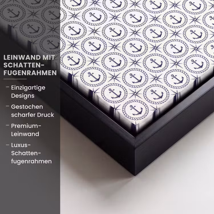 Anker - Haven - Blauw - Wit Canvas met baklijst klein 1124 -uniquesellingpoint_productkenmerken_DE