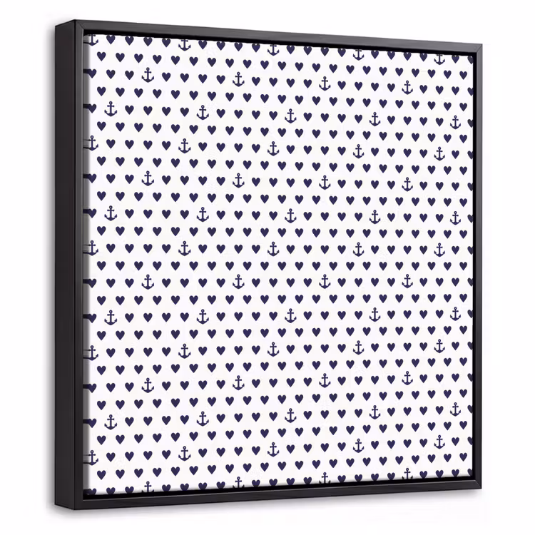 Anker - Hart - Blauw - Wit Canvas met baklijst klein 1124 -threedimensional_3d_global