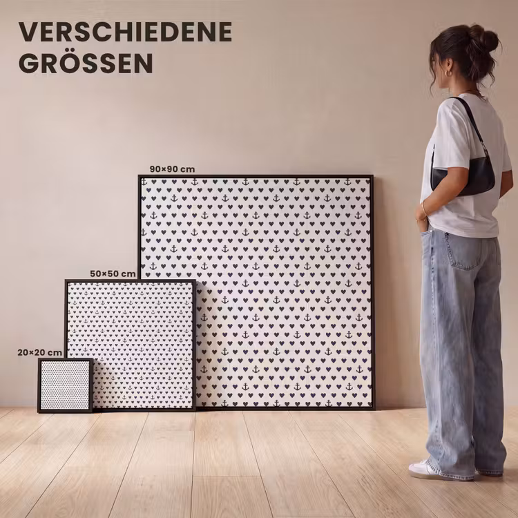 Anker - Hart - Blauw - Wit Canvas met baklijst klein 1124 -comparison_formatenoverzicht_DE