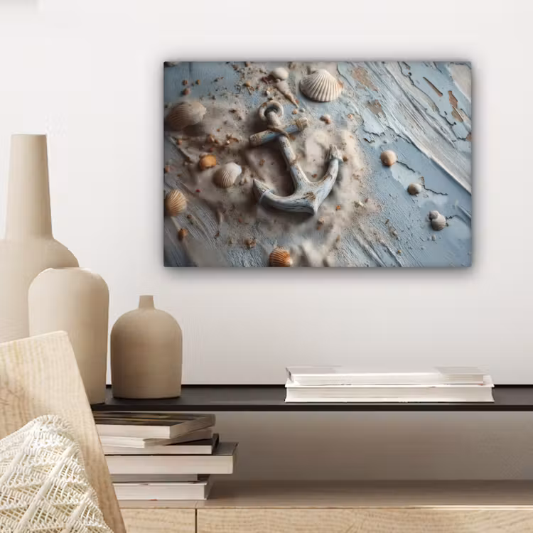 Anker - Hout - Schelpen - Zand canvas 2cm klein -closeup_print_DE