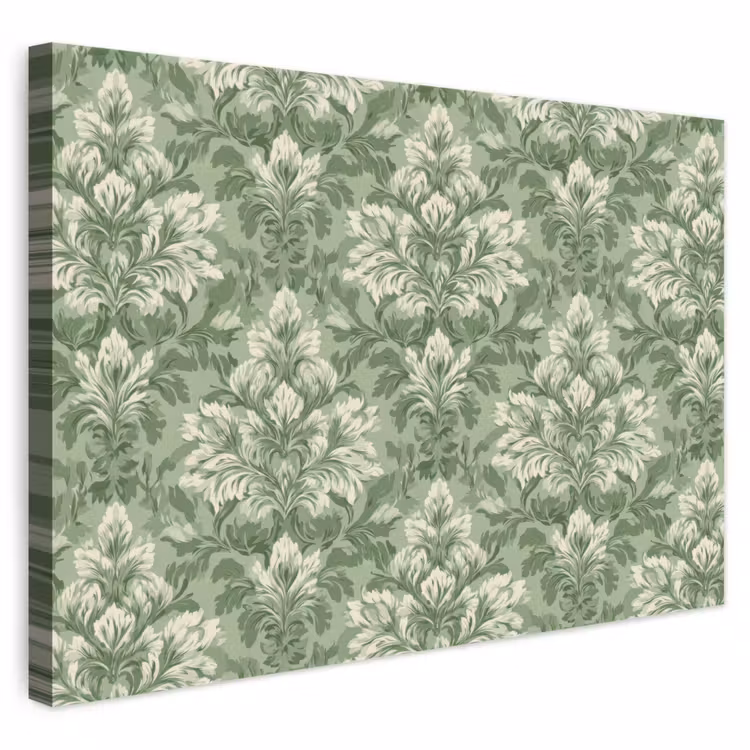 Sierlijk - Lichtgroen - Planten - Patroon - Getailleerd canvas 2cm klein 34 -3d
