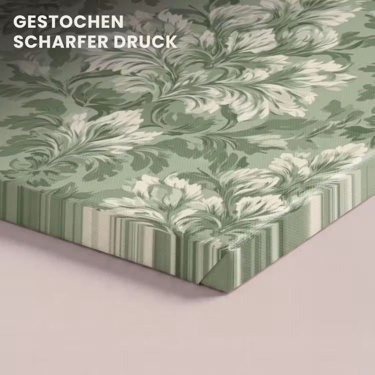 Sierlijk - Lichtgroen - Planten - Patroon - Getailleerd canvas 2cm klein 34 -closeup_print_DE