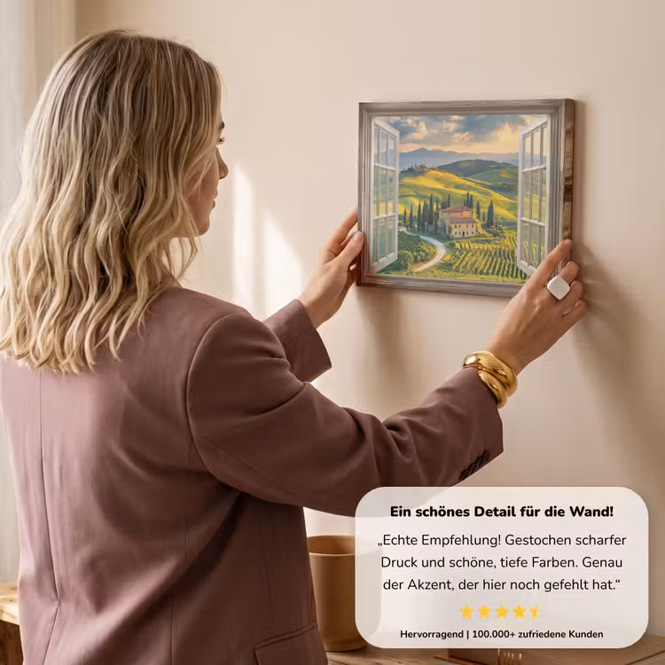 Doorkijk - Toscane - Uitzicht - Landschap - Zomer canvas 2cm klein -Xsfeer7_DE