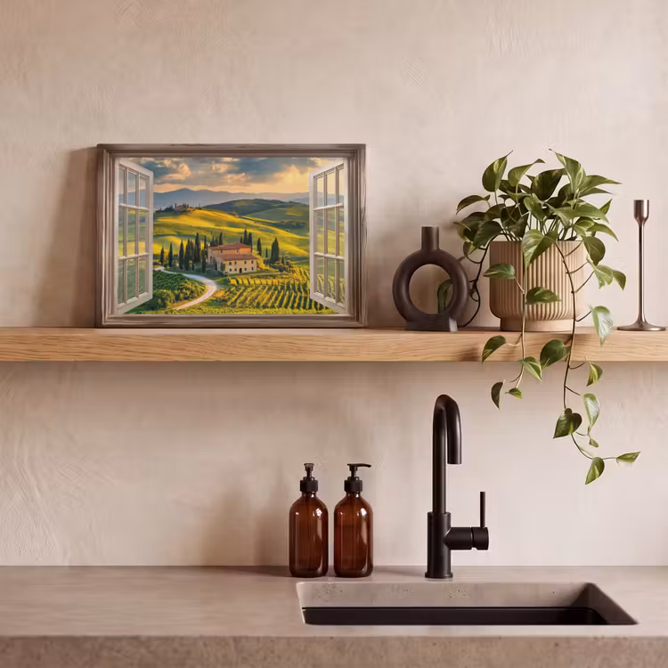 Doorkijk - Toscane - Uitzicht - Landschap - Zomer canvas 2cm klein -sfeer3