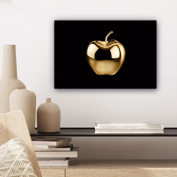 Appel - Goud - Chrome - Zwart canvas 2cm klein -closeup_print_DE