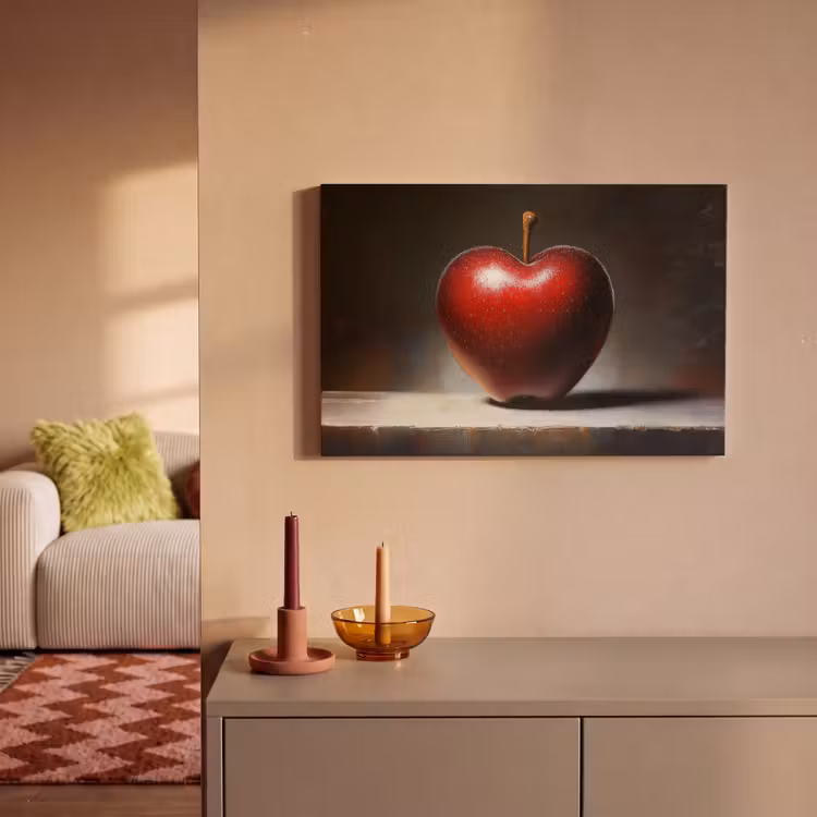 Apple - Hart - Rood canvas 2cm klein -sfeer1