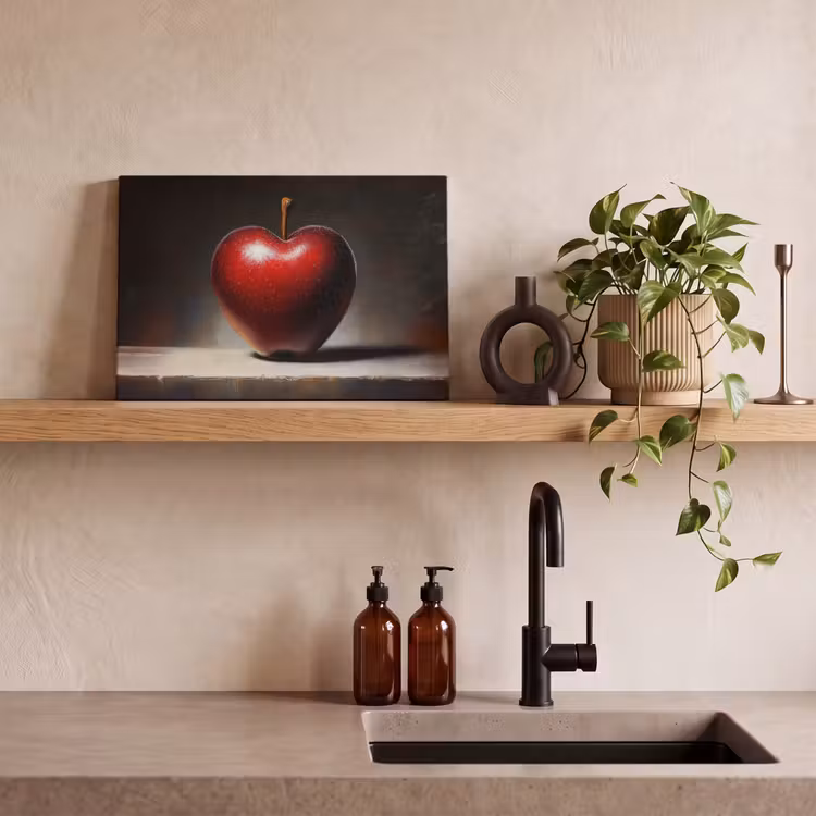 Apple - Hart - Rood canvas 2cm klein -sfeer3