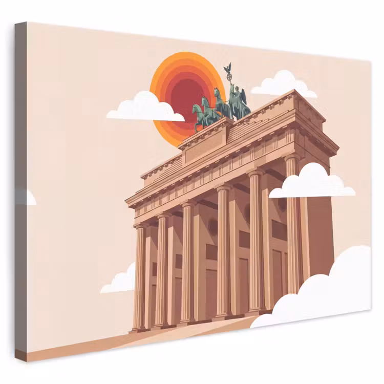 Architectuur - Brandenburg - Berlijn - Zonsondergang - Historisch canvas 2cm klein -3d