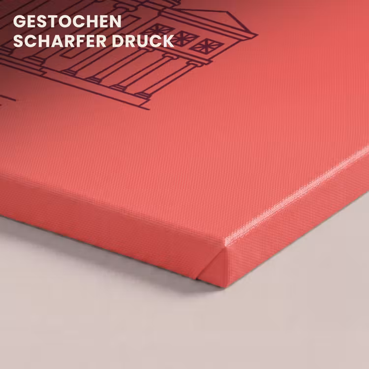 Architectuur - Boekarest - Stedelijk - Lijntekening - Rood canvas 2cm klein -closeup_print_DE