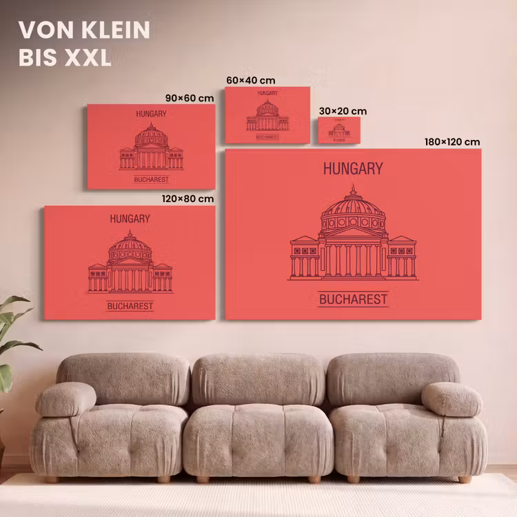 Architectuur - Boekarest - Stedelijk - Lijntekening - Rood canvas 2cm klein -Xsfeer8_DE