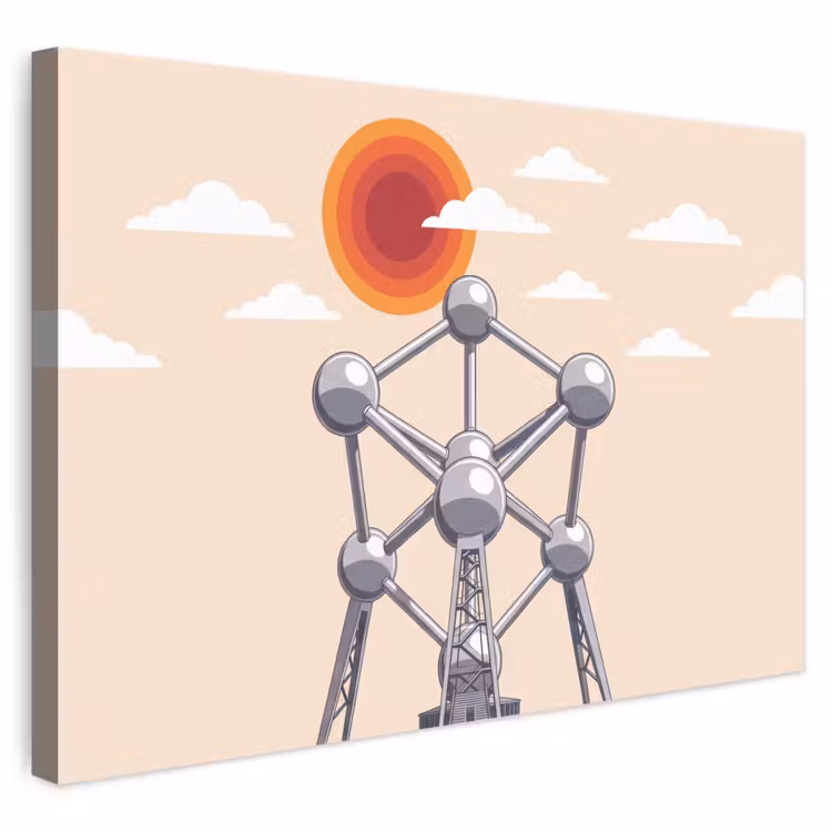 Architectuur - Geometrie - Stad - Modern - Grijs canvas 2cm klein -3d