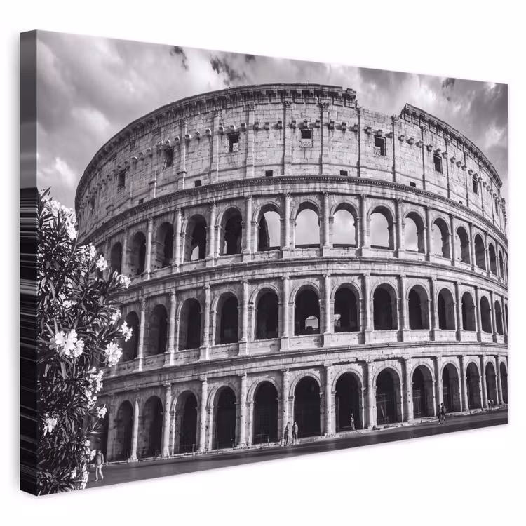 Architectuur - Colosseum - Rome - Historisch - Zwart-wit canvas 2cm klein -3d