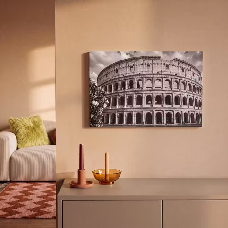 Architectuur - Colosseum - Rome - Historisch - Zwart-wit canvas 2cm klein -sfeer1