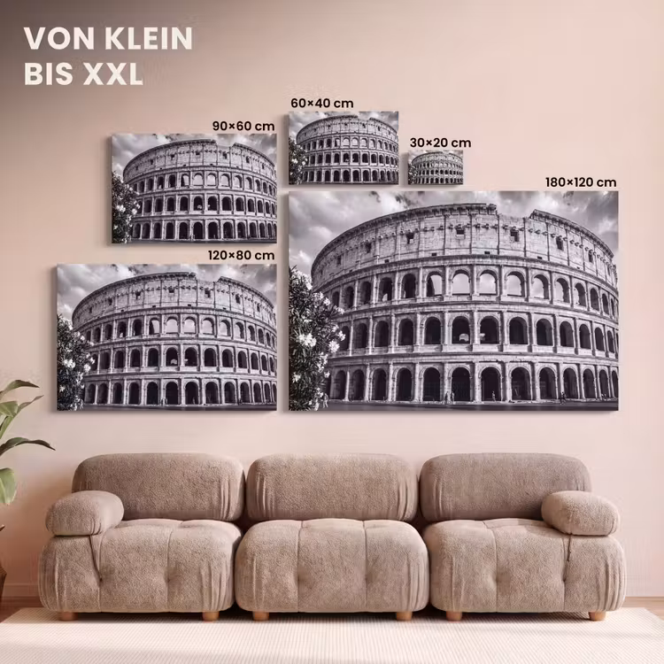 Architectuur - Colosseum - Rome - Historisch - Zwart-wit canvas 2cm klein -Xsfeer8_DE