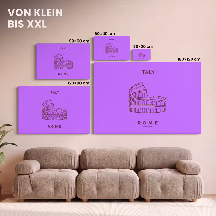 Architectuur - Colosseum - Rome - Minimalistisch - Paars canvas 2cm klein -Xsfeer8_DE