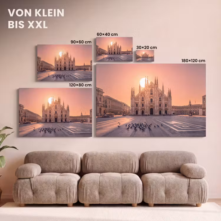 Architectuur - Milaan - Plein - Zonsopgang - Oranje canvas 2cm klein -Xsfeer8_DE