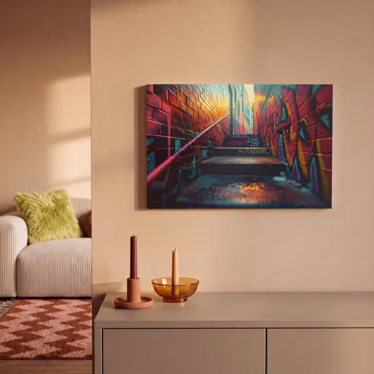 Architectuur - Neon - Trap - Graffiti canvas 2cm klein -sfeer1